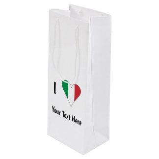 I (Italian Flag Heart Love) Personalized Wine Gift Bag