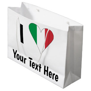I (Italian Flag Heart Love) Your Text Large Gift Bag