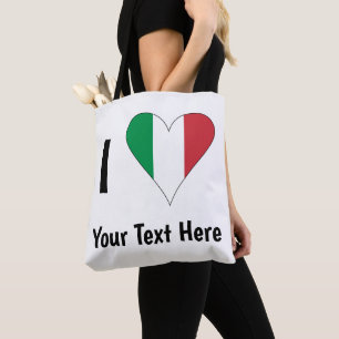 I (Italian Flag Heart Love) Your Text Tote Bag
