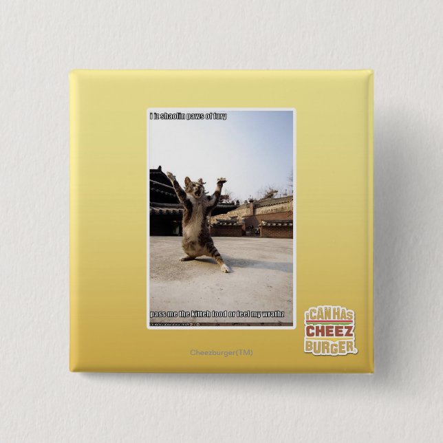 I iz shaolin paws of fury 15 cm square badge (Front)