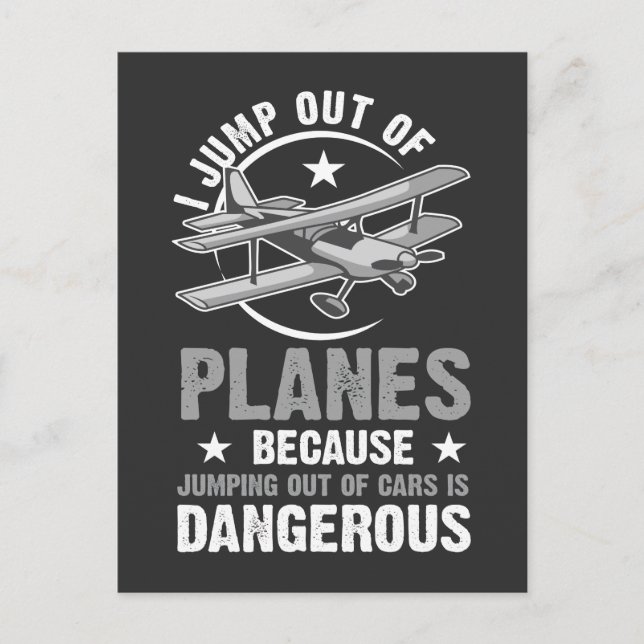 I Jump out of Planes Parachute Skydiving Humour Postcard (Front)