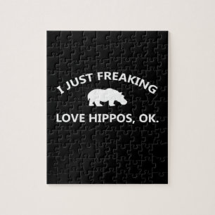 I Just Freaking Love Hippos Gift Jigsaw Puzzle