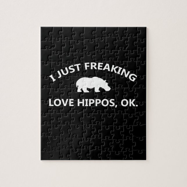 I Just Freaking Love Hippos Gift Jigsaw Puzzle (Vertical)