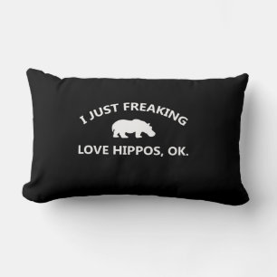 I Just Freaking Love Hippos Gift Lumbar Cushion