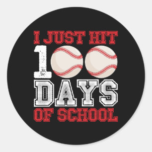 I Just Hit 100 Days of School Baseball Classic Round Sticker