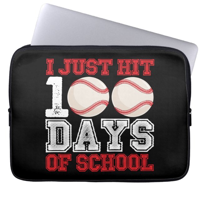 I Just Hit 100 Days of School Baseball Laptop Sleeve (Front)