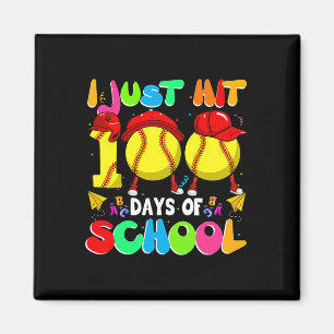 I Just Hit 100 Days Of School Softball Kids Boys G Magnet