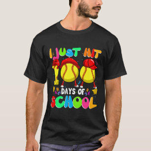 I Just Hit 100 Days Of School Softball Kids Boys G T-Shirt