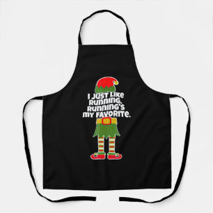 I Just Like to Run Running Runner Christmas Elf Apron