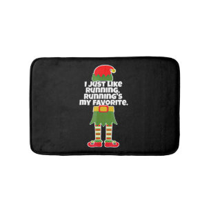 I Just Like to Run Running Runner Christmas Elf Bath Mat