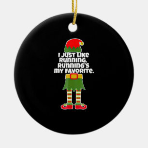 I Just Like to Run Running Runner Christmas Elf Ceramic Tree Decoration