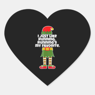 I Just Like to Run Running Runner Christmas Elf Heart Sticker