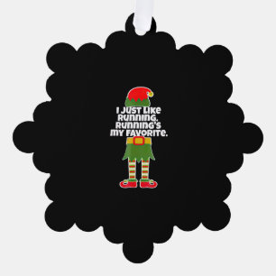 I Just Like to Run Running Runner Christmas Elf Tree Decoration Card