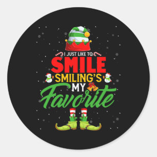 I Just Like To Smile Smilings My Favourite Christm Classic Round Sticker