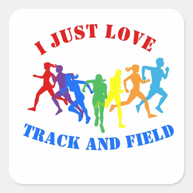 I JUST LOVE TRACK AND FIELD SQUARE STICKER (Front)
