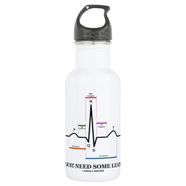 I Just Need Some Leads (ECG/EKG Heartbeat) 532 Ml Water Bottle (Front)