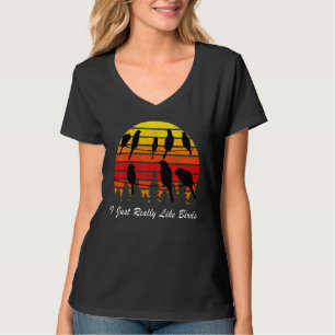I Just Really Like Birds Cute Retro Vintage Sunset T-Shirt