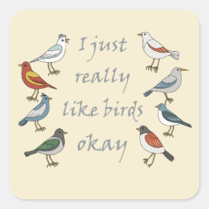 I Just Really Like Birds Quote Animal Art Square Sticker
