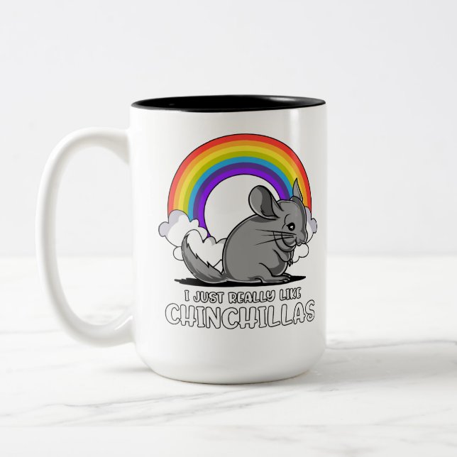 I Just Really Like Chinchillas Cute Pet Two-Tone Coffee Mug (Left)