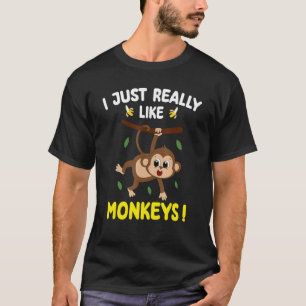 I Just Really Like Monkeys Cute Monkey Toddler Boy T-Shirt