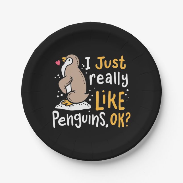 I Just Really Like Penguins Ok Paper Plate (Front)