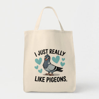 I just really like pigeons tote bag
