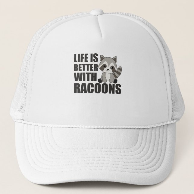 I Just Really Like Racoons Cute Racoon Trucker Hat (Front)