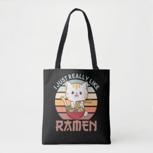 I Just Really Like Ramen Cute Cat Eats Ramen Tote Bag