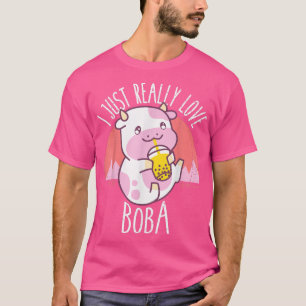 I Just Really Love Boba Japanese Kawaii Anime Cow  T-Shirt