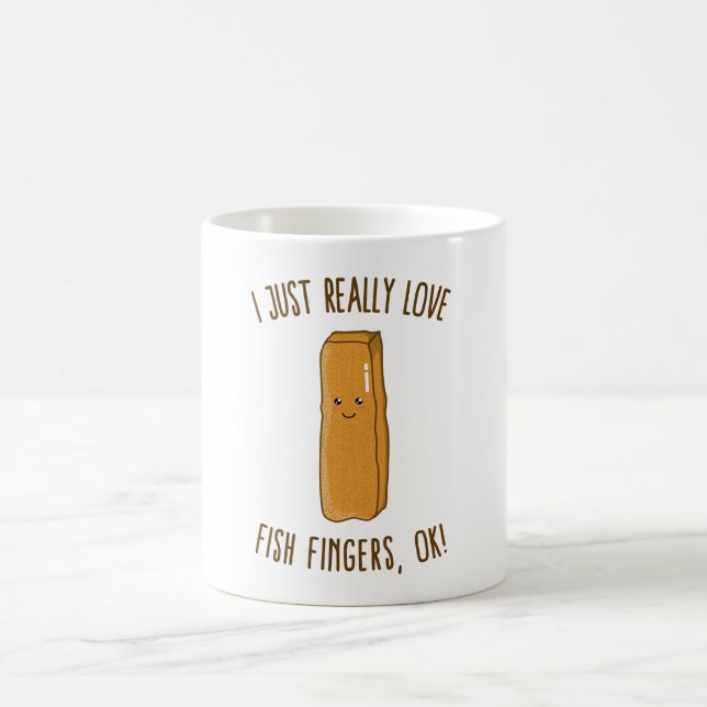 I Just Really Love Fish Fingers, Ok! Cute Kawaii Coffee Mug (Center)