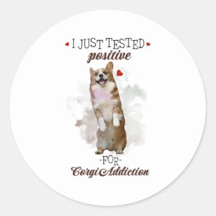 I Just Tested Positive For Corgi Addiction Dogs Classic Round Sticker