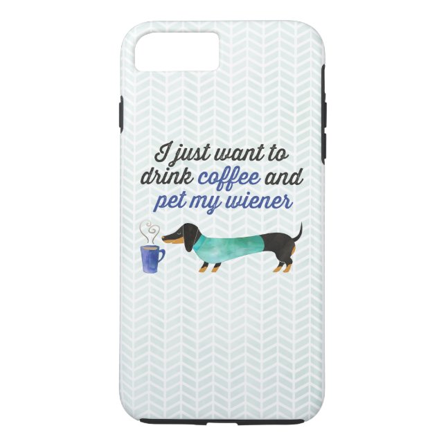 I just want to drink coffee & pet my wiener (Blue) Case-Mate iPhone Case (Back)