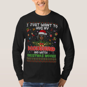 I Just Want To Hug My Dachshund Christmas Xmas Wie T-Shirt