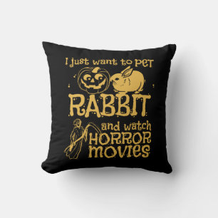 I Just Want To Pet Rabbit And Halloween Cushion