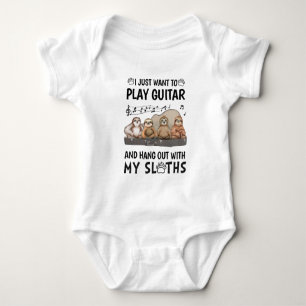 I Just Want To Play Guitar Shirt Cute Sloths Humor