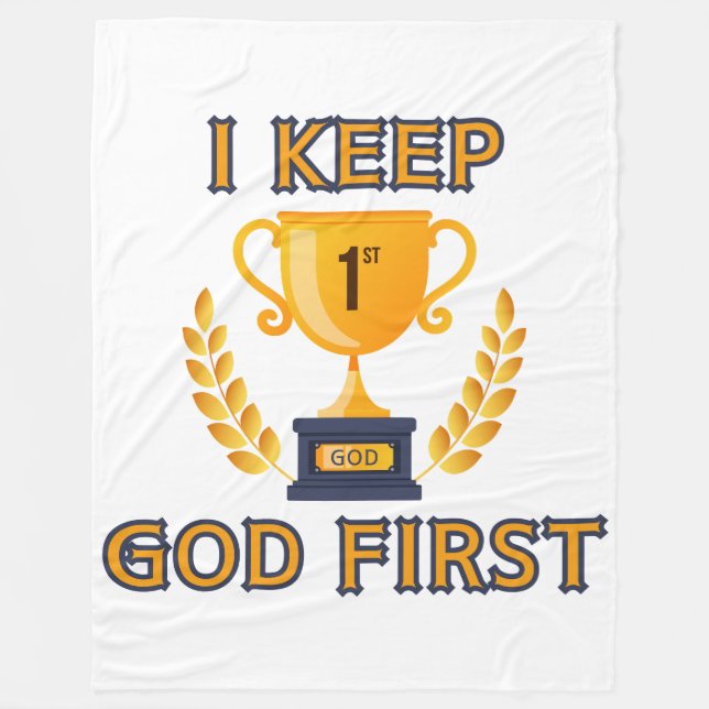 I Keep God First Faith Based Fleece Blanket (Front)