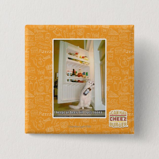I keepz ur beerz 15 cm square badge (Front)