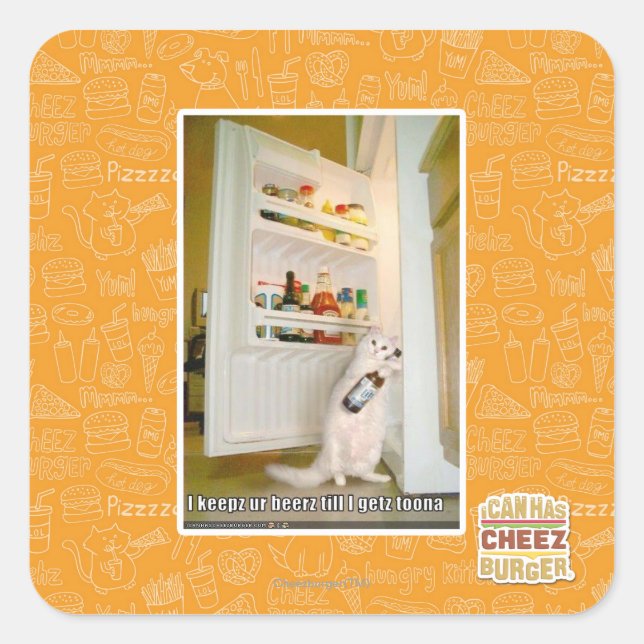 I keepz ur beerz square sticker (Front)