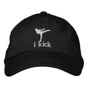 i kick embroidered / lady kickboxer in white embroidered hat