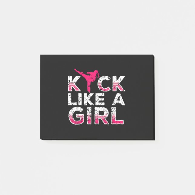 I Kick Like A Girl Karate Kickboxing Post-it Notes (Front)