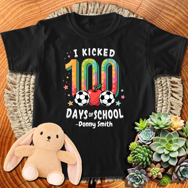 I Kicked 100 Days Of School Soccer Sports Boys Kid T-Shirt (Creator Uploaded)