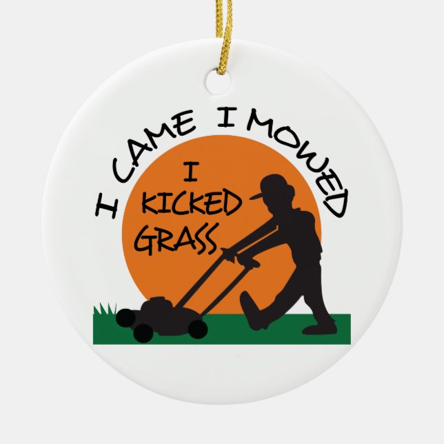 I Kicked Grass Ceramic Tree Decoration (Front)