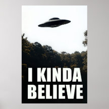 I Kinda Believe UFO Poster – Alien Wall Art