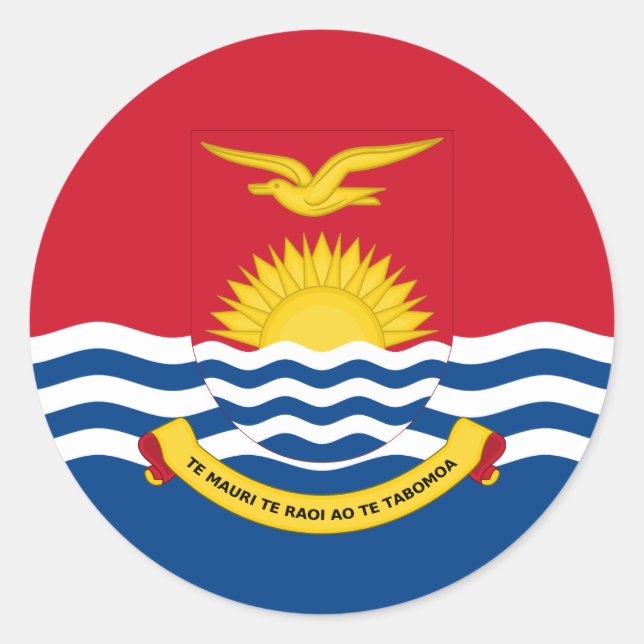 I-Kiribati Flag & Coat of Arms, Flag of Kiribati Classic Round Sticker (Front)