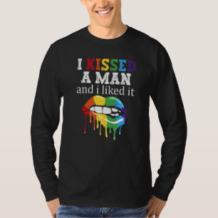 I Kissed A Man And I liked It LGBT Rainbow Pride L T-Shirt