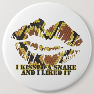 I Kissed a Snake Brown and Gold Print 6 Cm Round Badge