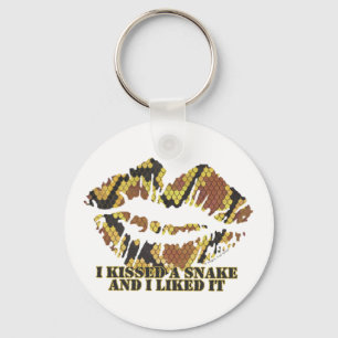 I Kissed a Snake Brown and Gold Print Key Ring
