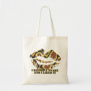 I Kissed a Snake Brown and Gold Print Tote Bag