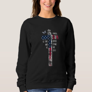 I Kneel at the Cross and Stand at the Flag Butterf Sweatshirt