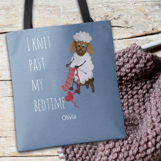 I Knit Past My Bedtime Sheep Knitting Lovers Tote Bag